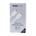 Miniatyrbild 3 av 3: Laddnings- och synkroniseringskabel Lightning till USB-C PD 3.0 27W 1m Grab 'N Go Vit Vit