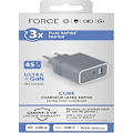 Miniatyrbillede 1 af 2: "Smartphone-lader USB A + USB C Cube 45W Power Delivery UltraGaN Grå" Grå