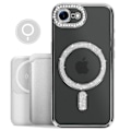 Pikkukuva 4 / 5: Coque Diamant pour iPhone 16e MagSafe Contour Strass Argent Grå