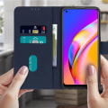 Miniatyrbild 3 av 4: Skyddsfodral - Chesterfield - Oppo A94 5G - Ekologiskt texturerat läder - Stödfunktion - Magnetisk Blå