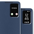 Miniatyrbillede 5 af 6: Etui i læder til Galaxy S25 og S24 med vinduesvisning og kortholder i natblå Blå