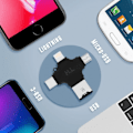 Miniatyrbild 3 av 4: Kortläsare Micro-SD 4 i 1 - Kompakt - Svart - USB-C - Lightning - Micro-USB