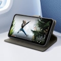 Miniatyrbillede 3 af 5: Grå tegnebog og videostativ-etui - AVIZAR - Huawei Y5p - Flap - Standerfunktion - Kortopbevaring Grå