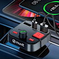 Pikkukuva 4 / 5: Bluetooth FM-lähetin - MUVIT - Tupakansytytin - USB 3.0 ja USB-C -liitäntä - Integroitu mikrofoni - Hands-free Svart