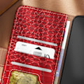 Pikkukuva 4 / 6: Nahkakotelo Samsung Galaxy S24 RFID-lompakkoon krokotiilikuvioinen punainen