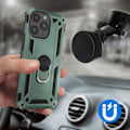 Pikkukuva 4 / 5: iPhone 15 Pro kuori - AVIZAR - ArmoRing - Iskunkestävä - Pyörivä rengas - Magneettisesti yhteensopiva Grön