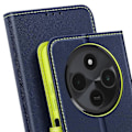Miniatyrbild 4 av 5: Etui för Xiaomi Redmi 14C Plånbok Läder Saffiano Fancy Mörkblå Blå