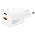 Miniatyrbillede 1 af 6: GaN III 35W Vægbelader med USB-C + Mini USB Porte Forcell Hvid Vit