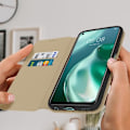 Miniatyrbild 3 av 4: Housse - Huawei - P40 Lite 5G - Ekologiskt läder - Magnetisk flap - Stöd-funktion Gult guld