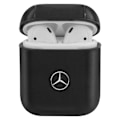 Miniatyrbillede 2 af 5: Coque til AirPods 1 og 2 i ægte læder Mercedes sort - Tynd og let Svart