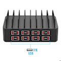 Pikkukuva 3 / 5: 150W Latausasema 16x USB Nopea Lataus Liukuestotuki Musta