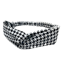 Miniatyrbillede 2 af 3: Krydset Hårbånd i Blødt Bomuldsstof med Hvid/Sort Houndstooth Mønster Vit