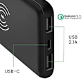 Miniatyrbillede 4 af 5: Batteri Ekstern 10000 mAh med Trådløs Opladning 2x USB 1x USB C Akashi Sort Svart