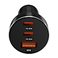 Miniatyrbillede 2 af 5: Lighteroplader 78W Dobbelt USB-C + USB Hurtigopladning Kompakt Inkax Sort Svart