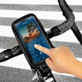 Miniatyrbillede 4 af 5: Smartphone cykelholder - AVIZAR - Vandtæt cover - Op til 7 tommer - Sort - Opbevaringsplads Svart