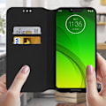 Miniatyrbild 3 av 4: Hölster - AVIZAR - Moto G7 Power - Ekologiskt läder - Stöd funktion - Svart Svart