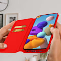 Miniatyrbillede 2 af 3: Sæde til Samsung Galaxy A21s - AVIZAR - Folio Pung Etui - Øko-læder Rød - Støttefunktion Röd