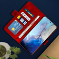 Pikkukuva 3 / 4: Samsung Galaxy S20 - AVIZAR - Punainen Folio-suojakotelo - Korttipaikka - Tuki-toiminto - Pehmeä kuori Röd