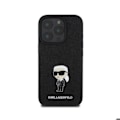 Pikkukuva 1 / 6: IPhone 16 Pro Pailletettu Kuori Ikonik Karl Lagerfeldin Metallilogolla Musta Svart