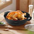 Miniatyrbild 2 av 5: Rostplåt - Cheffinger - 38 cm - Marmorbelagd - Glaslock - Non-stick Transparent
