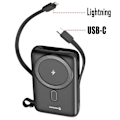 Miniatyrbild 4 av 5: Powerbank - SWISSTEN - 10000mAh - MagSafe - Integrerade USB-C- och iPhone-kablar - LCD-skärm Svart