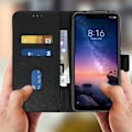 Miniatyrbild 3 av 4: Housse Portefeuille - AVIZAR - Xiaomi Redmi Note 6 Pro - Svart - Mjuk Skal - Videostöd Svart