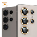 Miniatyrbild 3 av 4: Härdat glas kamera för Samsung Galaxy S25 Ultra, repfria, guld. Gul