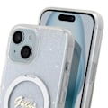 Pikkukuva 4 / 6: Coque MagSafe pour iPhone 15 Plus Paillette Bords Surélevés Guess Argent Grå