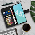 Miniatyrbillede 3 af 4: Hus til Samsung Galaxy A51 - AVIZAR - Etui med kortlomme - Sort - Blød cover - Håndledsrem inkluderet Svart