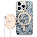 Miniatyrbillede 1 af 5: MagSafe Pack til iPhone 14 Pro Max Pattern Cover og MagSafe Charger Guess Blue Blå