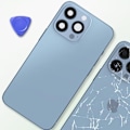 Pikkukuva 4 / 4: iPhone 13 Pro Max -kehys, jossa vaaleansininen korvaava takalasi Blå