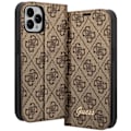 Miniatyrbillede 1 af 5: Luksus etui til iPhone 14 Pro Elegant Design Kortholder 4G Guess Pattern Brown kastanj