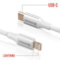 Miniatyrbillede 3 af 5: USB-C til Lightning Kabel Design Flettet Anti-knude Swissten Hvid Vit