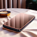 Miniatyrbild 3 av 6: Étui för Samsung Galaxy M55 Klapp Spegel Clear View Stöd Rosé Champagne Rosa