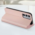 Pikkukuva 3 / 5: Kotelo Samsung Galaxy A35 5G Flip Card -kotelolle ja videotuki vaaleanpunaiselle samppanjalle Rosa