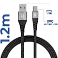 Pikkukuva 4 / 5: USB-mikro-USB-kaapeli 2A Lataussynkronointi Nylon punottu 1,2m Blue Star Musta Svart