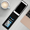Miniatyrbild 4 av 4: Smartphonefodral - AVIZAR - Universal - Ekologiskt läder - Svart - 3,8'' till 4,3'' svart
