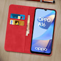 Miniatyrbild 4 av 4: Fodral - AVIZAR - Oppo A16/A16s - Röd Syntetläder - Stiff - Horisontellt Stöd Röd