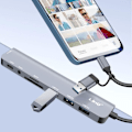 Miniatyrbillede 4 af 5: USB Hub OTG-understøttelse 5 Gbps SD / TF-kortlæser og 3,5 mm lydstik LinQ Grå