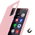 Miniatyrbillede 6 af 6: Etui læder til Galaxy S25 Ultra med vindue til visning og kortlomme i pink Rosa