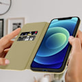 Miniatyrbillede 3 af 4: AVIZAR Folio Cover - iPhone 12 og 12 Pro - Gul - Videostøttefunktion - Fuld beskyttelse Gult guld