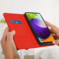 Pikkukuva 4 / 4: Samsung Galaxy A52 ja A52s -kotelo - AVIZAR - Kortinpidike Videotuki - Aitoa Nahkaa - Punainen Röd