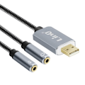 Miniatyrbillede 1 af 4: Audio-adapter - LinQ - U3532 - USB til 2 Jack 3.5mm - Samtidig brug - Grå