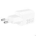 Miniatyrbillede 2 af 6: GaN III 35W Vægbelader med USB-C + Mini USB Porte Forcell Hvid Vit