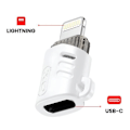 Pikkukuva 3 / 5: USB C naaras - Lightning uros OTG-sovitin Erittäin pienikokoinen XO valkoinen