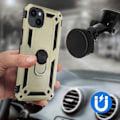Miniatyrbillede 4 af 5: Cover til iPhone 15 Hybrid Magnetic Ring ArmoRing Gold Series - AVIZAR - Gul - Stiv - Syntetisk - Blandet Gul