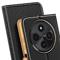Miniatyrbillede 4 af 5: Etui til Xiaomi Redmi 14C Pung Læder Saffiano Fancy Sort / Guld Svart