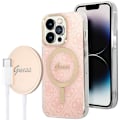 Pikkukuva 2 / 2: iPhone 14 Pro -kuori ja MagSafe 15W -laturi - Guess - Vaaleanpunainen