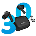 Miniatyrbillede 5 af 5: Bluetooth-hovedtelefoner med støjreduktion, 6 timers batterilevetid, berøringskontroller, Akashi, sort Svart
