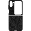 Miniatyrbillede 1 af 5: Lædertaske til Oppo Find N2 Flip Crocodile Effect Raised Edges Black Svart
